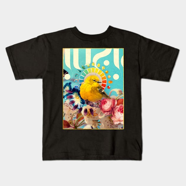 symbiosis, part III – yellow bird, rainbow jewels Kids T-Shirt by jennyariane